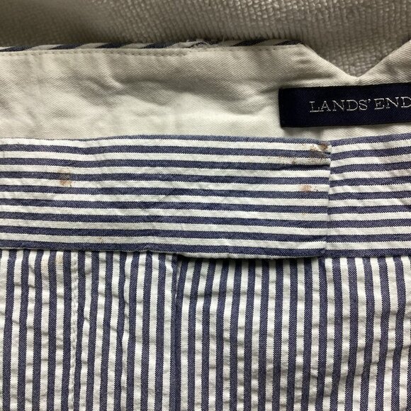 Lands' End Pants Midrise Slim Leg Ankle High Seersucker Women's Sz 6 Blue White - Picture 7 of 7